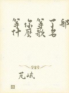 等你等了那么久什么歌名