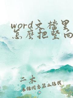 word文档里怎么把竖向变成横向