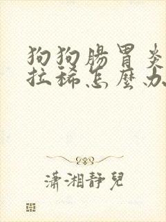 狗狗肠胃炎呕吐拉稀怎么办