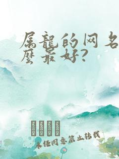 属龙的网名用什么最好?