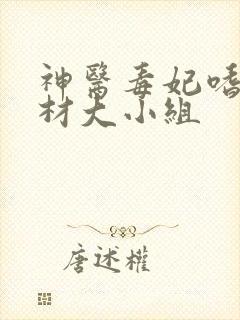 神医毒妃嗜宠废材大小组
