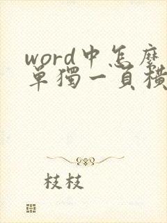 word中怎么单独一页横向