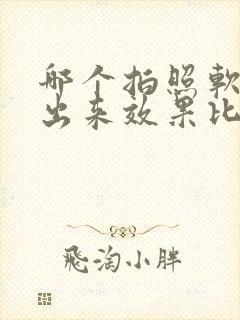 哪个拍照软件拍出来效果比较好免费