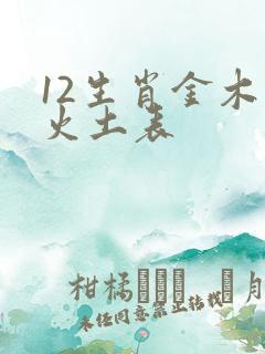 12生肖金木水火土表