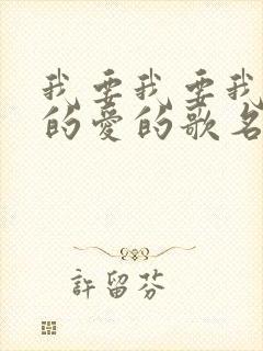 我要我要我要你的爱的歌名是什么