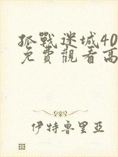 孤战迷城40集免费观看高清版下载