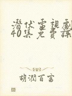 潜伏电视剧全集40集免费谍战