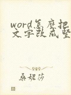 word怎么把文字改成竖排