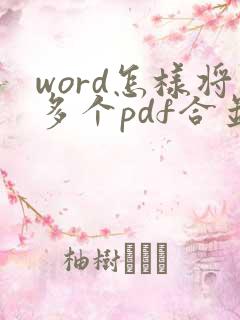word怎样将多个pdf合并成一个