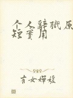 个人辞职原因简短实用