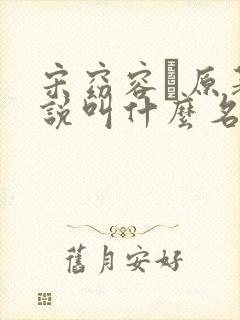 宋窈容玠原著小说叫什么名字