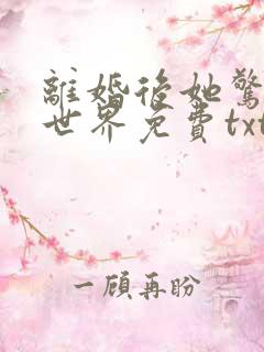 离婚后她惊艳了世界免费txt下载