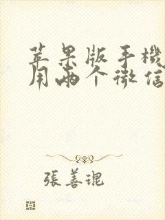 苹果版手机怎样用两个微信