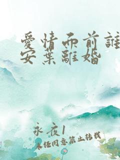 爱情面前谁怕谁安叶离婚