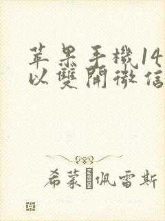 苹果手机14可以双开微信吗