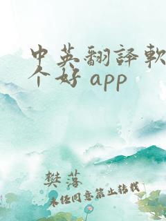 中英翻译软件哪个好 app
