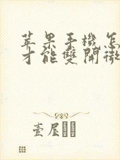 苹果手机怎么样才能双开微信