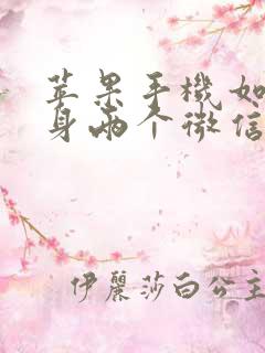 苹果手机如何分身两个微信