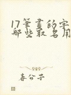 17笔画的字有哪些取名用男孩