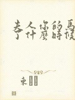 夫人你的马甲掉了什么时候写的