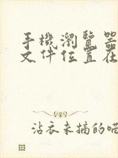 手机浏览器下载文件位置在哪