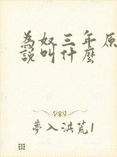 为奴三年原著小说叫什么