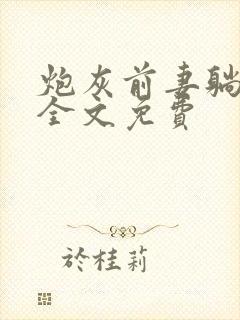 炮灰前妻躺平后全文免费