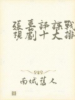 张嘉译谍战片电视剧十大排名