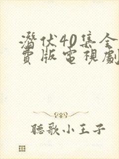 潜伏40集全免费版电视剧在线观看