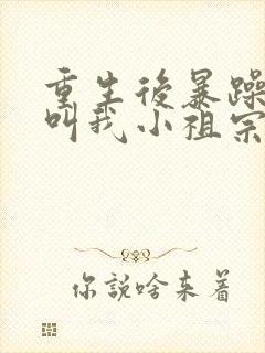 重生后暴躁大佬叫我小祖宗小说完整版