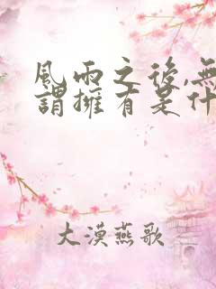 风雨之后,无所谓拥有是什么歌