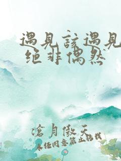 遇见该遇见的人 绝非偶然