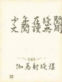 少年在线阅读全文阅读无删减