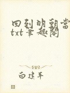 回到明朝当王爷txt笔趣阁