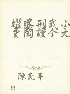 耀眼刑武小说免费阅读全文最新章节