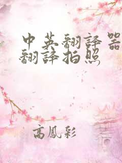 中英翻译器在线翻译拍照