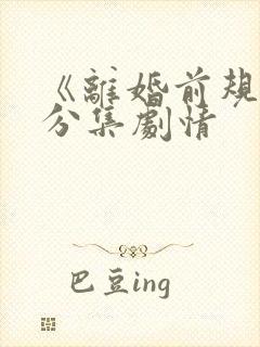 《离婚前规则》分集剧情