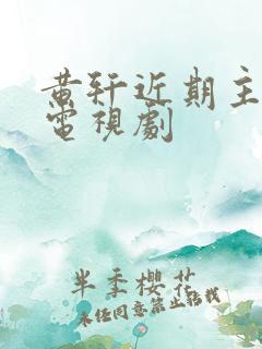 黄轩近期主演的电视剧