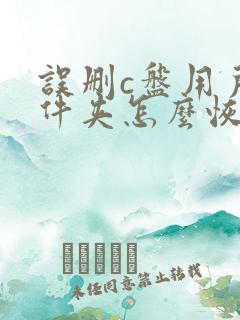 误删c盘用户文件夹怎么恢复