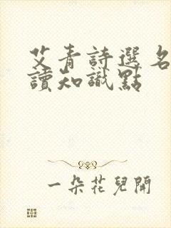 艾青诗选名著阅读知识点