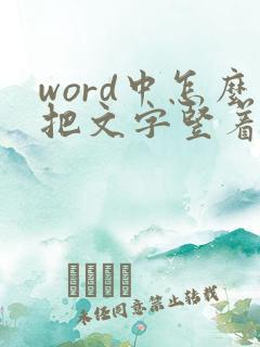 word中怎么把文字竖着