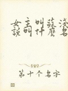 女主叫苏浅的小说叫什么名字