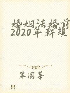 婚姻法婚前财产2020年新规定