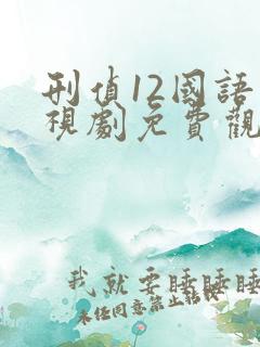 刑侦12国语电视剧免费观看大全