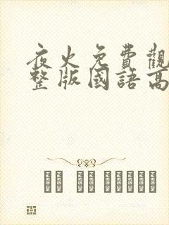 夜火免费观看完整版国语高清