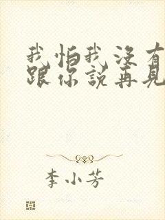 我怕我没有机会跟你说再见是什么歌词