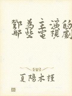 邓为主演的剧有哪些电视剧