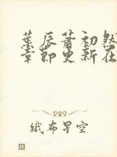 叶辰萧初然最新章节更新在线阅读