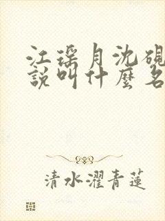 江瑶月沈砚之小说叫什么名字