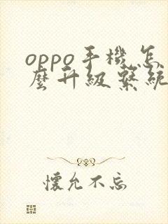 oppo手机怎么升级系统版本